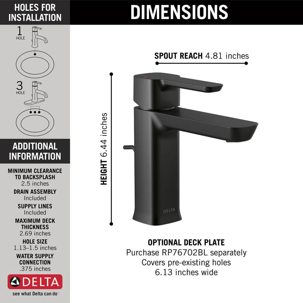 Delta Modern Kami Single Handle Project-Pack Bathroom Faucet