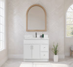 Rossi 42" Slim Shaker Bathroom Vanity With Quartz Countertop (MDF)-White