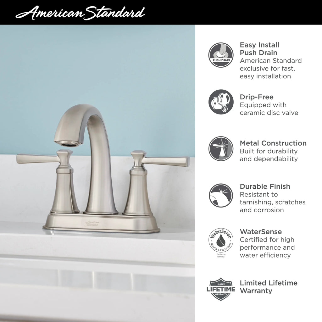 American Standard Glenmere 4-Inch Centerset 2-Handle Bathroom Faucet with Lever Handles, 1.2 GPM
