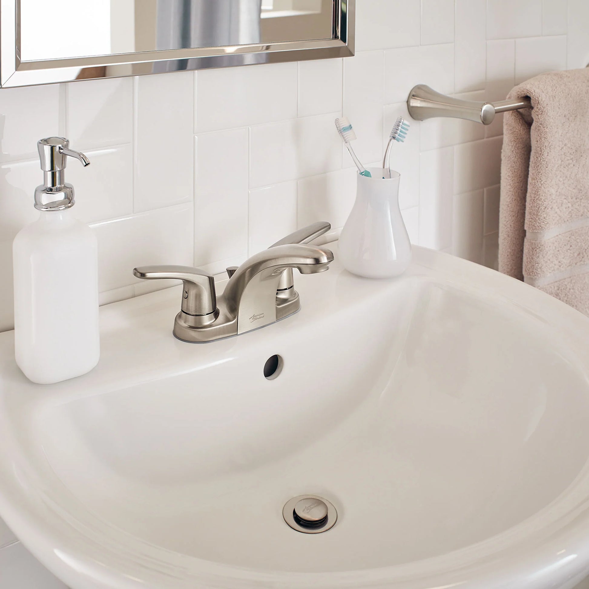 American Standard Colony PRO 4" Centerset 2-Handle Bathroom Faucet, 1.2 GPM, Lever Handles