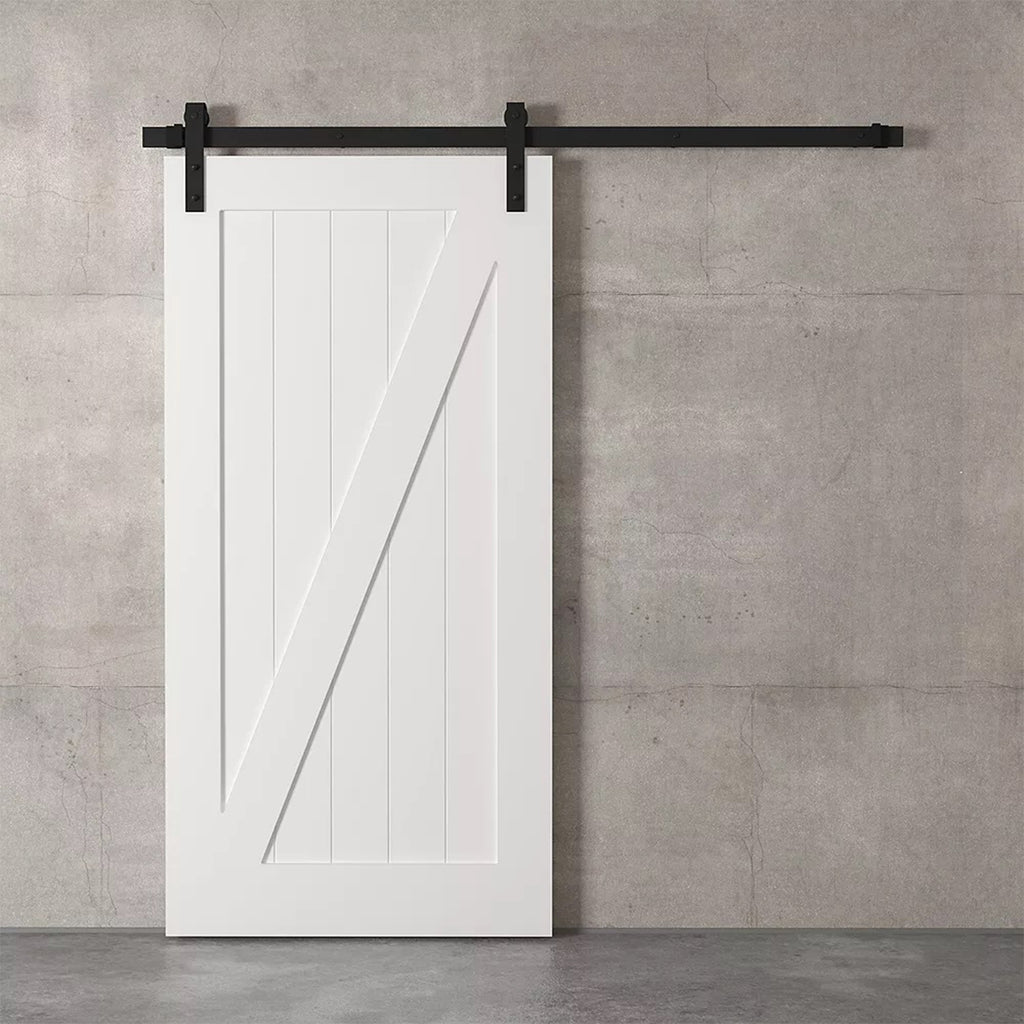 1 Panel White Solid Core Primed Barn Door (Z-Style)