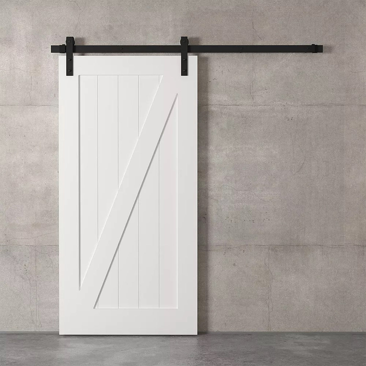 1 Panel White Solid Core Primed Barn Door (Z-Style)
