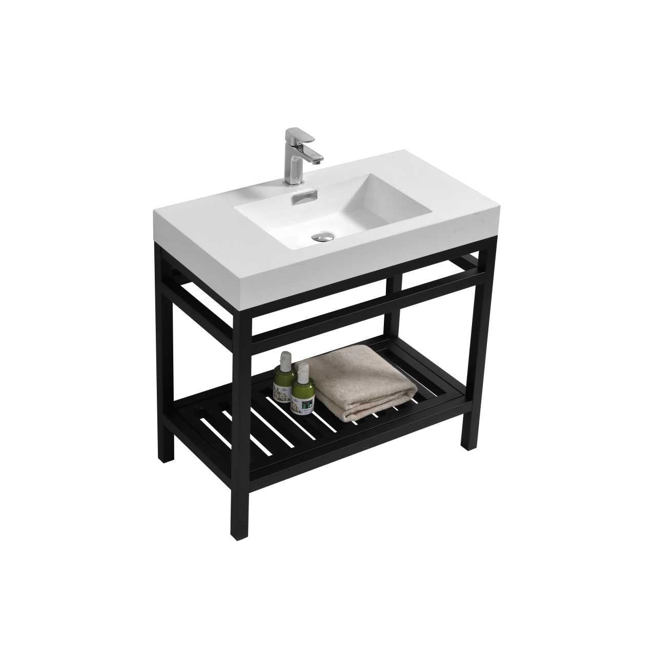 Cisco ā Stainless Steel Console W/ White Acrylic Sink