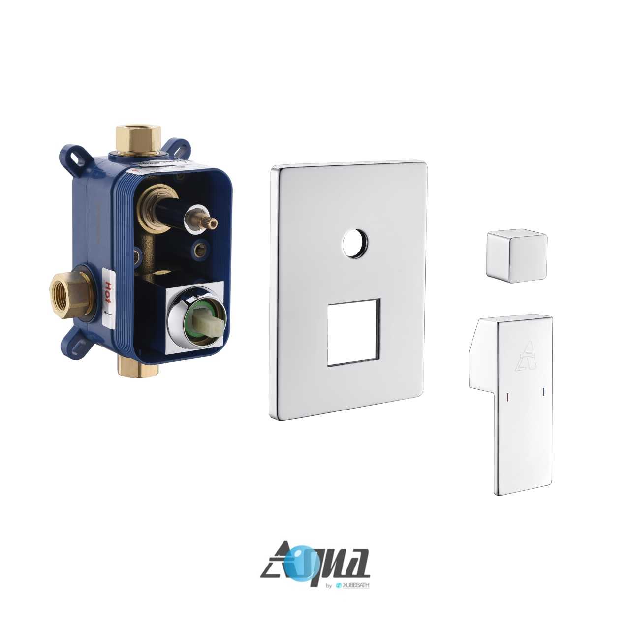 Aqua Piazza Brass Shower Set with 12″ Square Rain Shower and Tub Filler