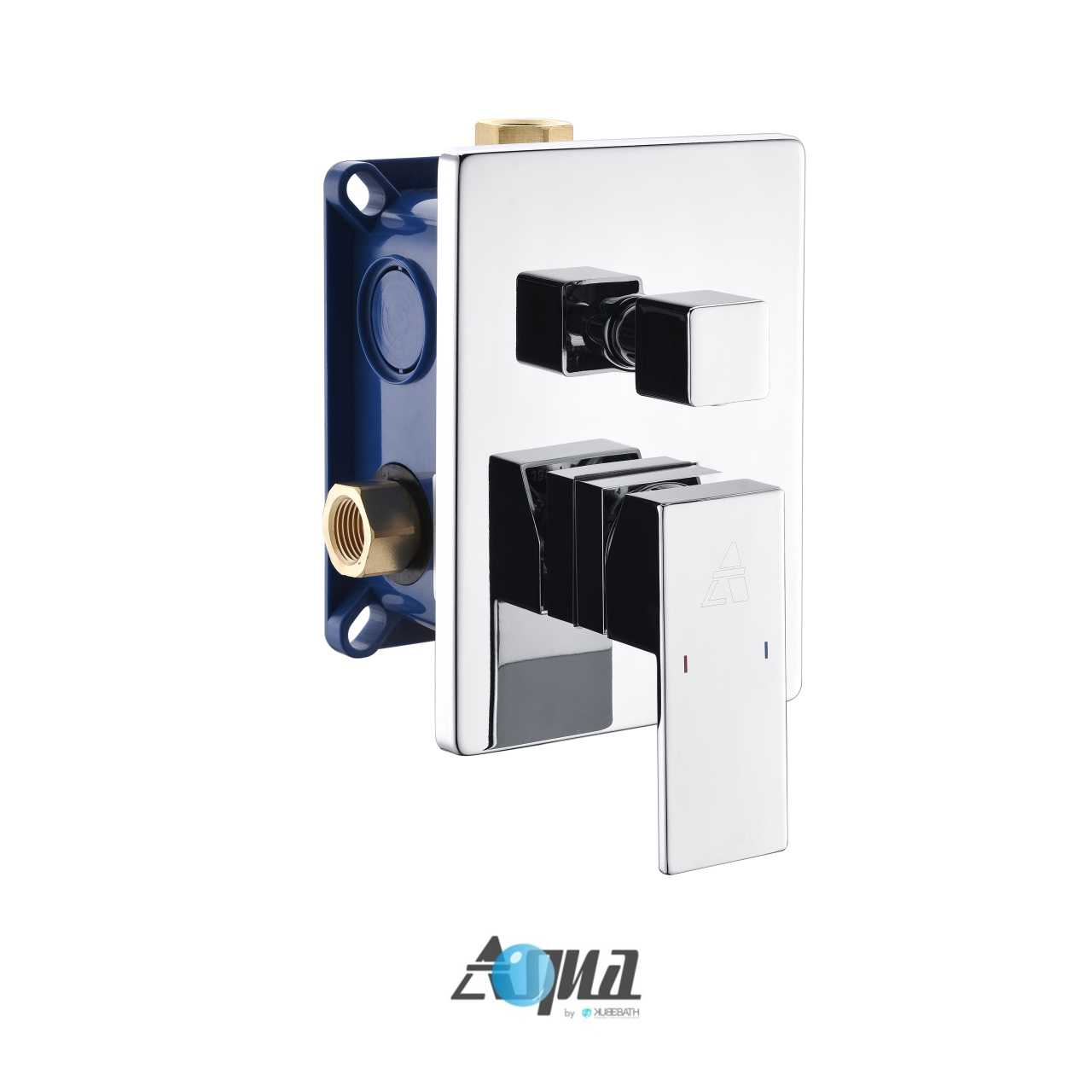 Aqua Piazza Brass Shower Set with 12″ Square Rain Shower, Tub Filler and 4 Body Jets