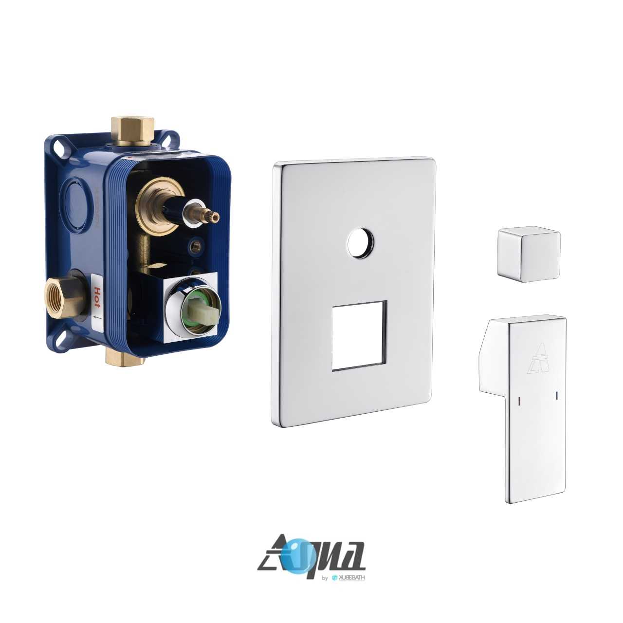 Aqua Piazza Brass Shower Set with 12″ Square Rain Shower, Tub Filler and 4 Body Jets