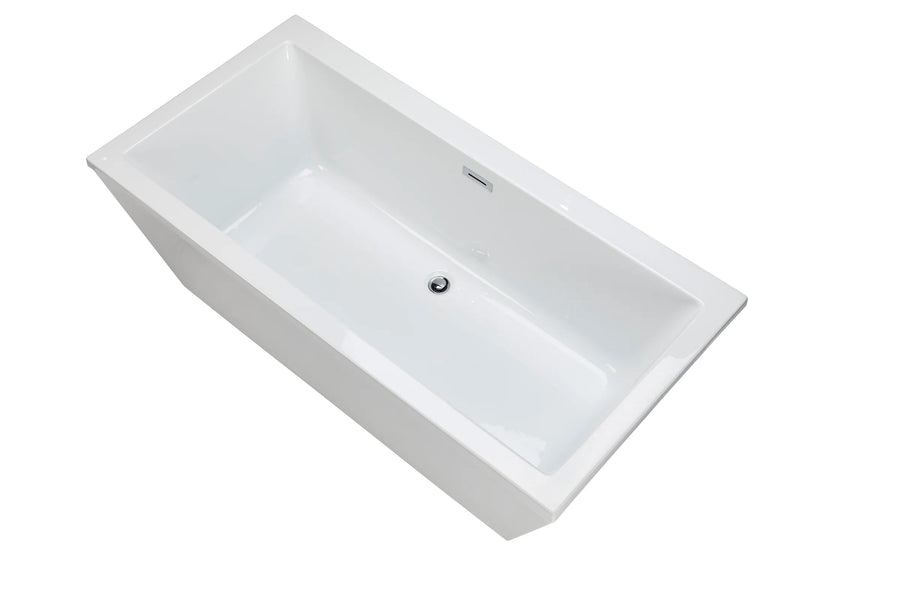 Barillo 60" Matte White Square Freestanding Bathtub
