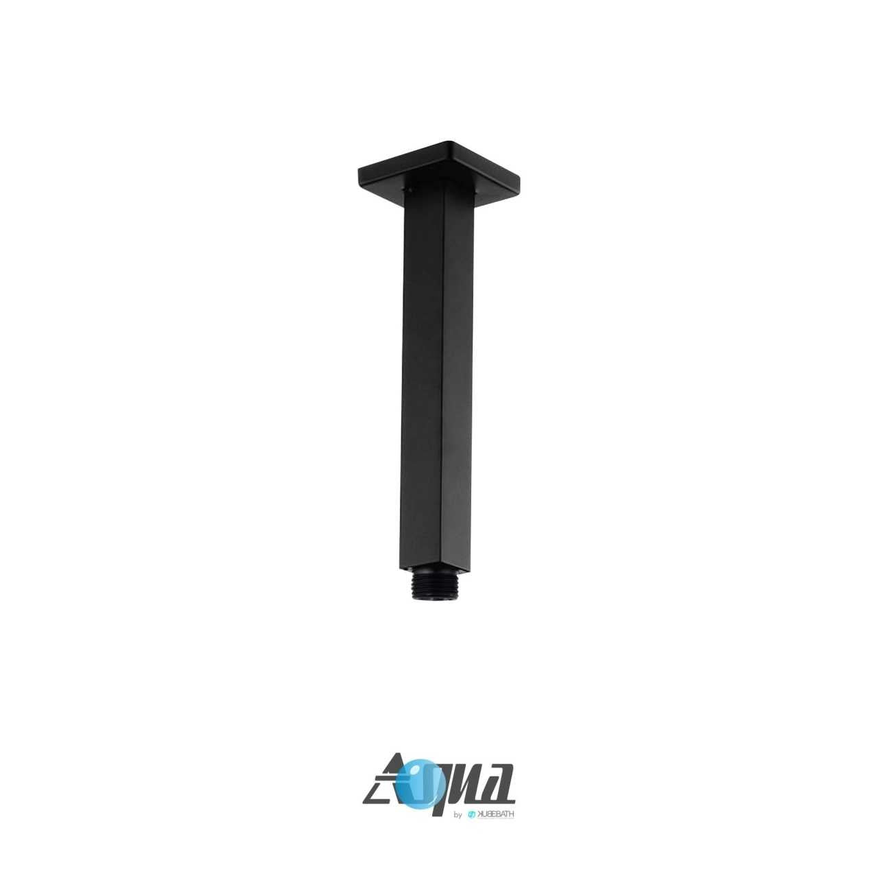 Aqua Piazza Matte Black Shower Set with 12″ Ceiling Mount Square Rain Shower, Tub Filler and 4 Body Jets