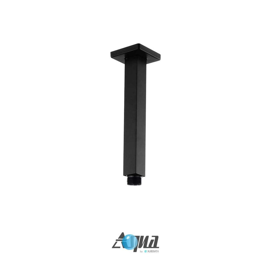 Aqua Piazza Matte Black Shower Set with 12″ Ceiling Mount Square Rain Shower and Tub Filler