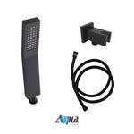 Aqua Piazza Matte Black Shower Set with 12″ Square Rain Shower and Handheld