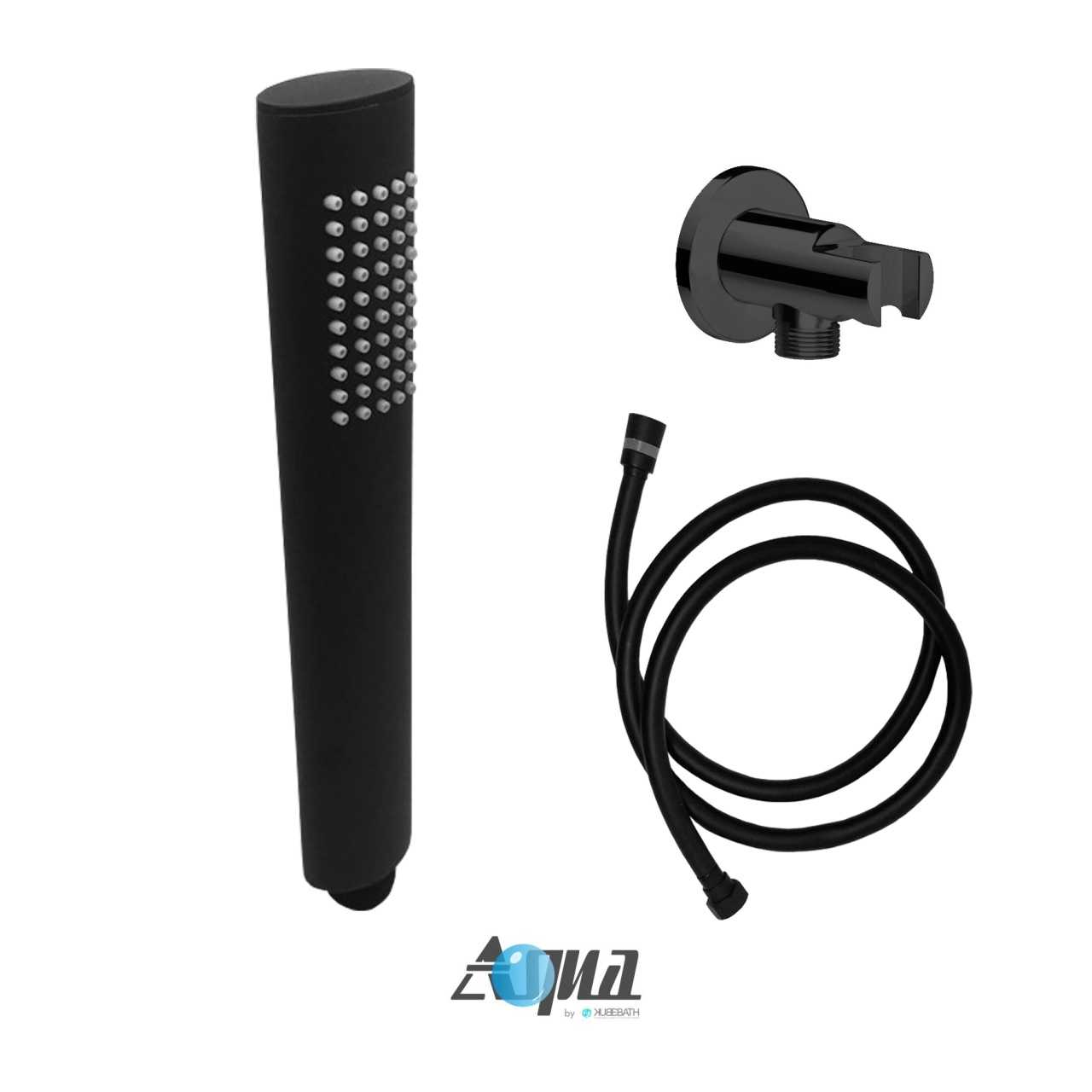 Aqua Rondo Shower Set w/ Ceiling Mount 12″ Rain Shower and Handheld – Black