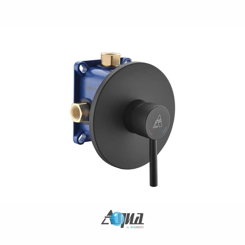 Aqua Rondo Shower Set w/ Ceiling Mount 12″ Rain Shower Head – Black