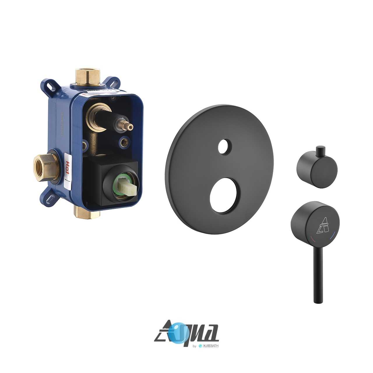 Aqua Rondo Shower Set w/ Ceiling Mount 12″ Rain Shower and Handheld – Black