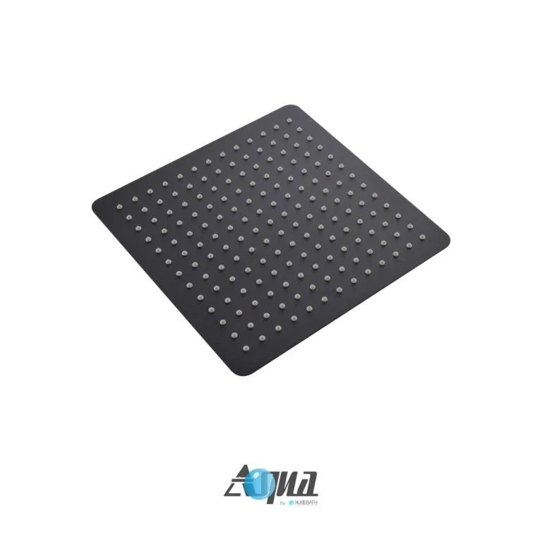 Aqua Piazza Matte Black Shower Set with 12″ Ceiling Mount Square Rain Shower
