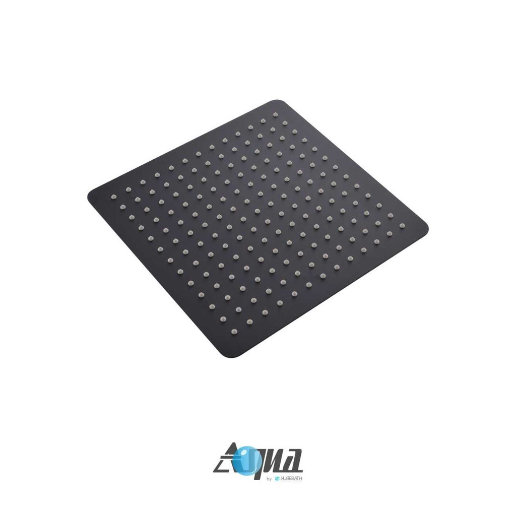Aqua Piazza Matte Black Shower Set with 12″ Square Rain Shower and Handheld