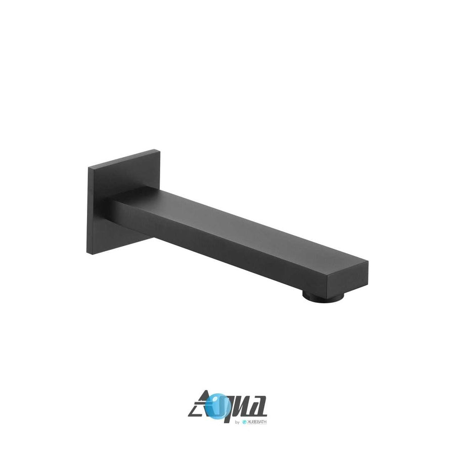 Aqua Piazza Matte Black Shower Set with 12″ Square Rain Shower, Tub Filler and 4 Body Jets