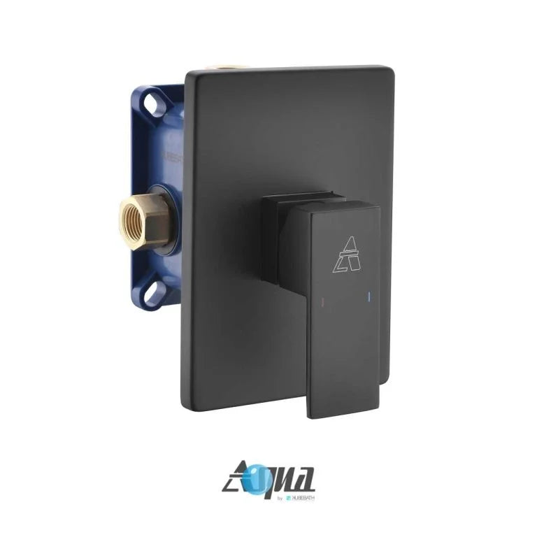 Aqua Piazza Matte Black Shower Set with 12″ Ceiling Mount Square Rain Shower