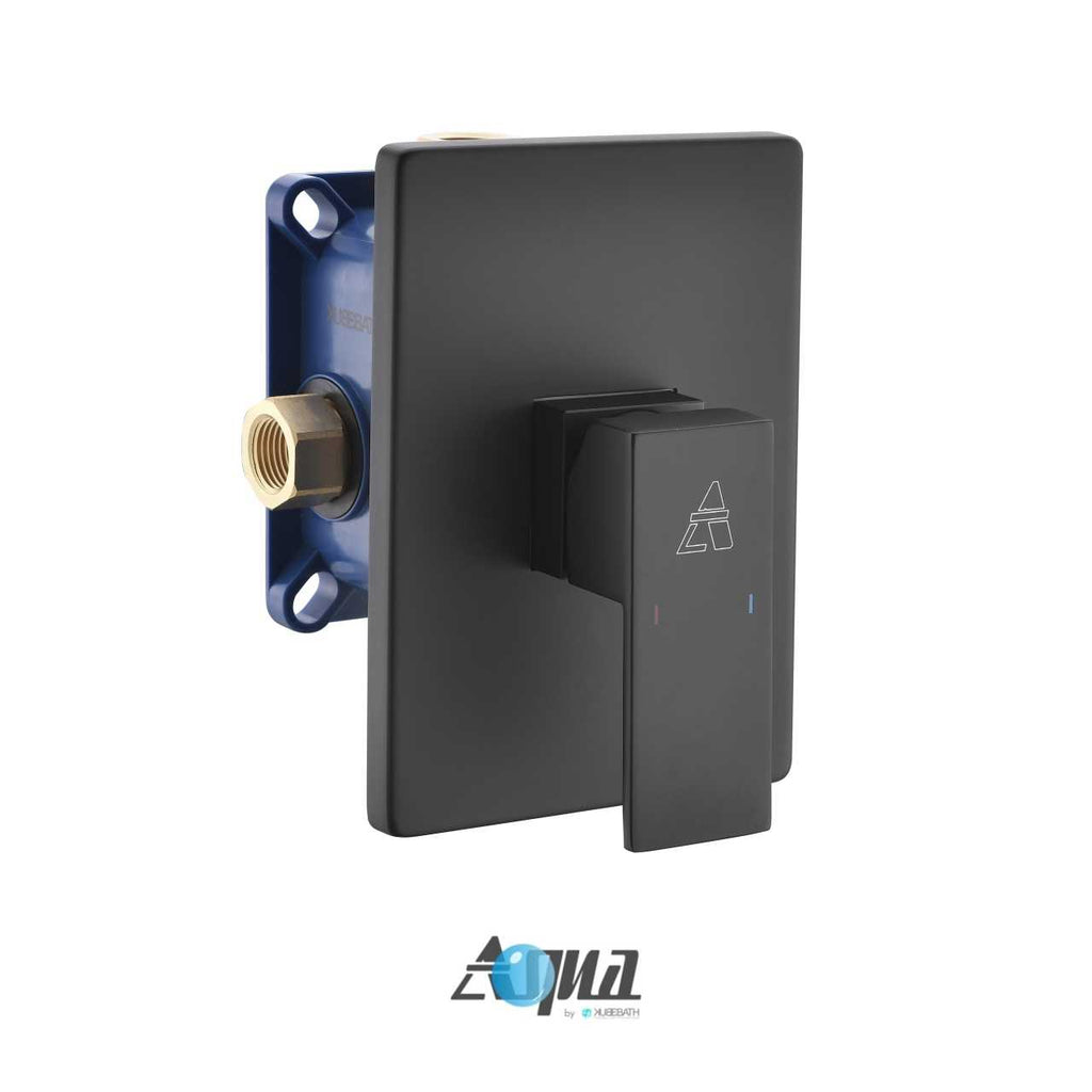 Aqua Piazza Matte Black Shower Set with 8″ Square Rain Shower