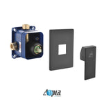 Aqua Piazza Matte Black Shower Set with 8″ Ceiling Mount Square Rain Shower