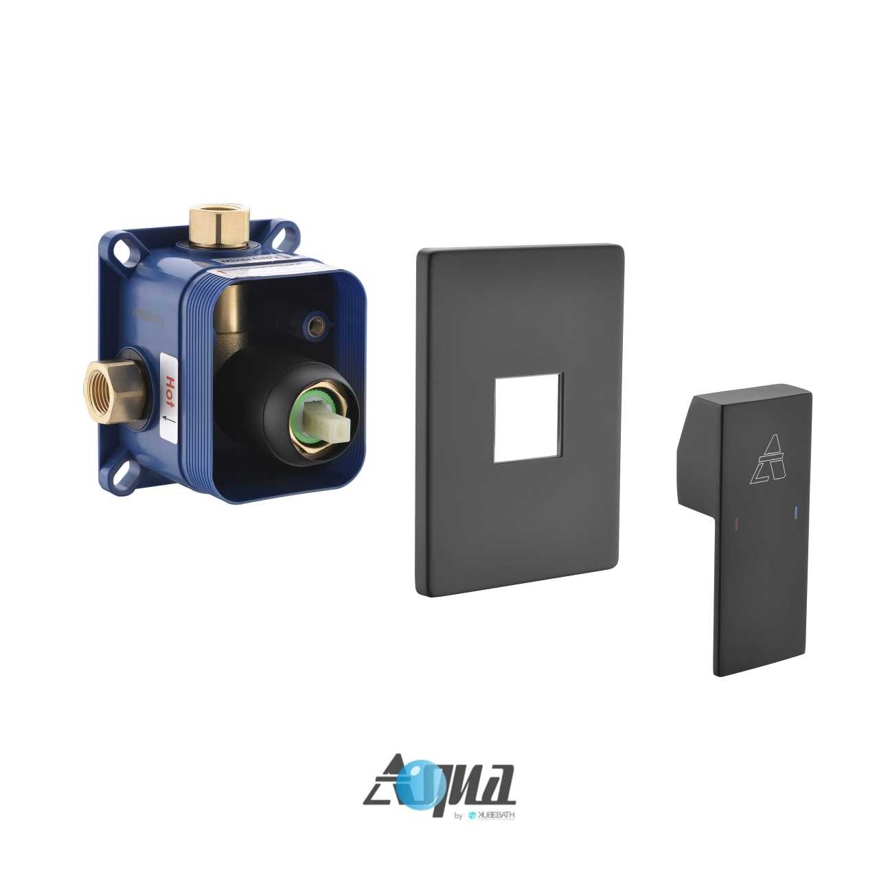 Aqua Piazza Matte Black Shower Set with 8″ Ceiling Mount Square Rain Shower