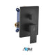 Aqua Piazza Matte Black Shower Set with 12″ Ceiling Mount Square Rain Shower and 4 Body Jets