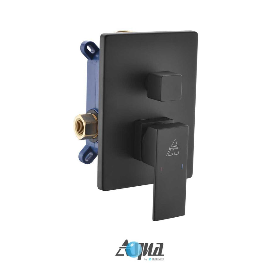Aqua Piazza Matte Black Shower Set with 8″ Square Rain Shower and Tub Filler