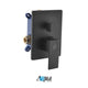 Aqua Piazza Matte Black Shower Set with 8″ Ceiling Mount Square Rain Shower and 4 Body Jets