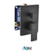 Aqua Piazza Matte Black Shower Set with 8″ Square Rain Shower, 4 Body Jets and Tub Filler