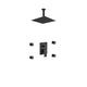 Aqua Piazza Matte Black Shower Set with 8″ Ceiling Mount Square Rain Shower and 4 Body Jets