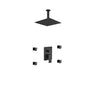 Aqua Piazza Matte Black Shower Set with 8″ Ceiling Mount Square Rain Shower and 4 Body Jets
