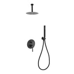 Aqua Rondo Shower Set w/ 8″ Ceiling Mount Square Rain Shower and Handheld – Black