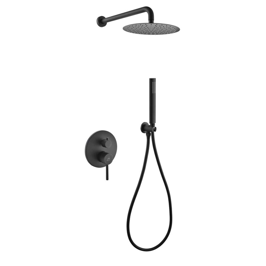 Aqua Rondo Shower Set w/ 8″ Rain Shower and Handheld – Black