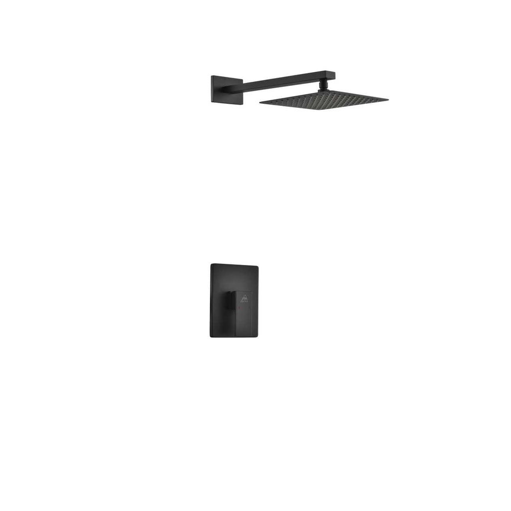 Aqua Piazza Matte Black Shower Set with 8″ Square Rain Shower