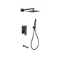 Aqua Piazza Matte Black Shower Set with 8″ Square Rain Shower, Tub Filler and Handheld