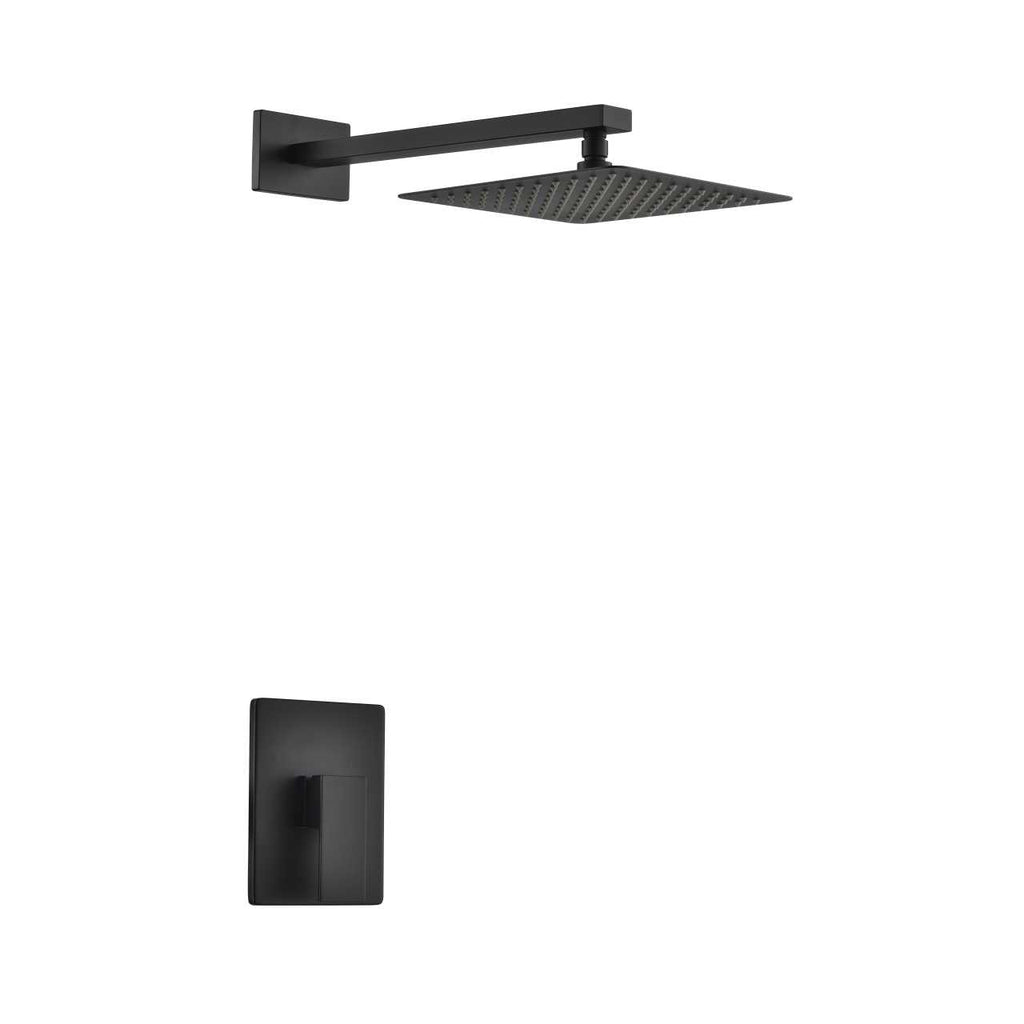Aqua Piazza Matte Black Shower Set with 12″ Square Rain Shower