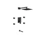 Aqua Piazza Matte Black Shower Set with 12″ Square Rain Shower, Tub Filler and 4 Body Jets