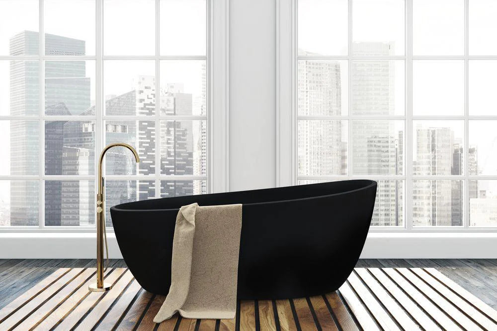 Black Owl 68" Matte Black Freestanding Bathtub