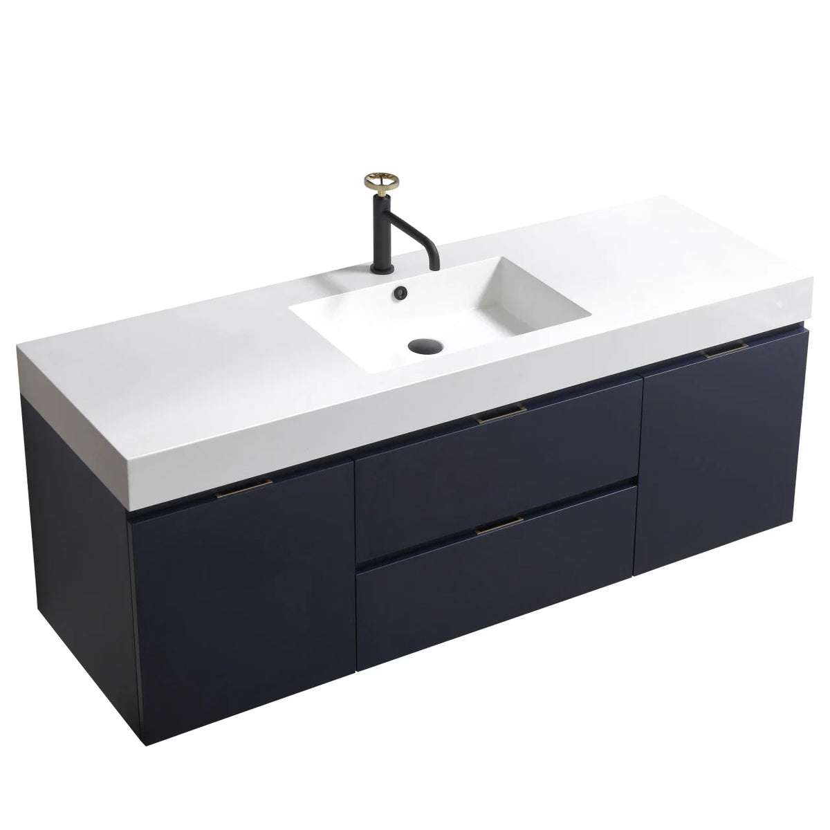 Bliss 60" Single Sink Wall Mount Modern Bathroom Vanity