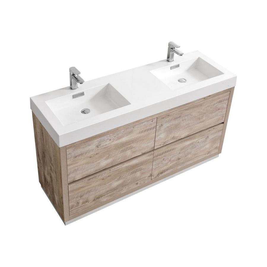 Bliss 60" Double Sink Freestanding Modern Bathroom Vanity