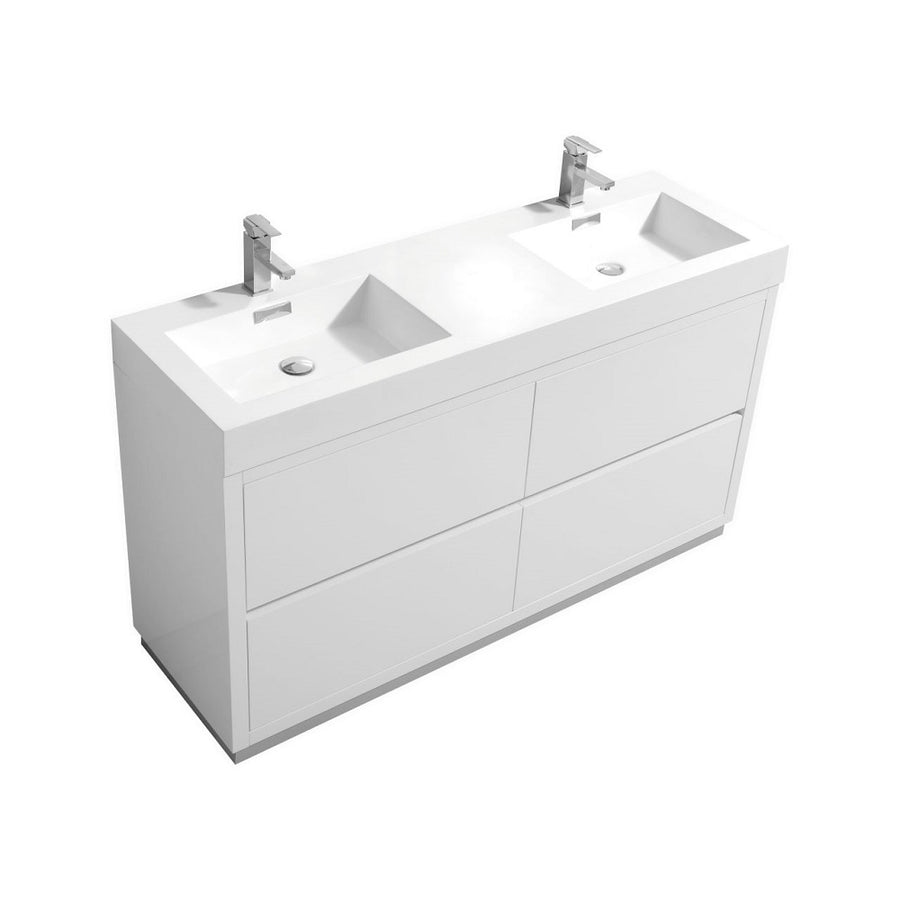 Bliss 60" Double Sink Freestanding Modern Bathroom Vanity