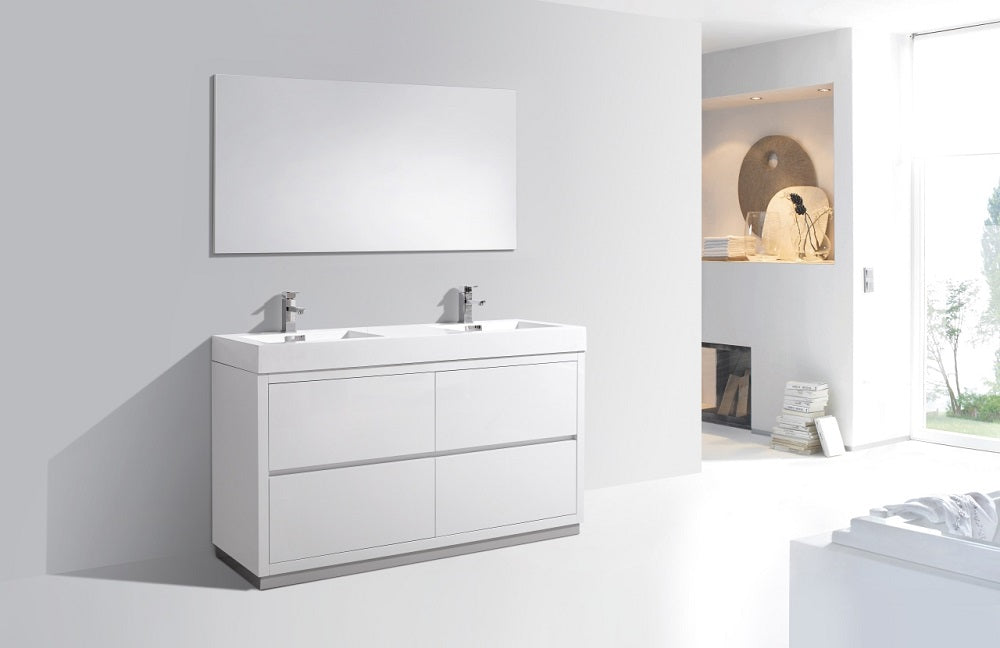 Bliss 60" Double Sink Freestanding Modern Bathroom Vanity