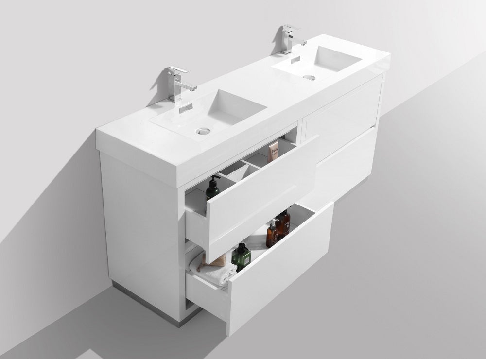 Bliss 60" Double Sink Freestanding Modern Bathroom Vanity