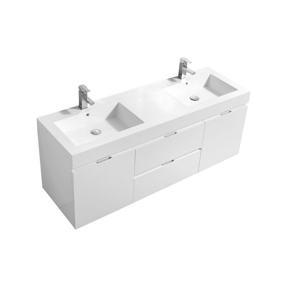 Bliss 60" Double Sink Wall Mount Modern Bathroom Vanity