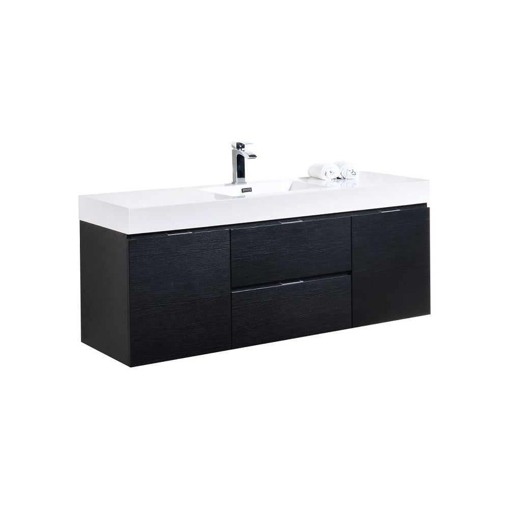 Bliss 60" Single Sink Wall Mount Modern Bathroom Vanity