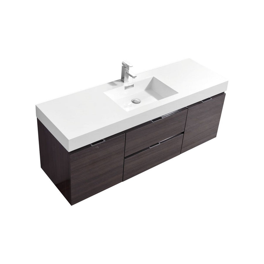 Bliss 60" Single Sink Wall Mount Modern Bathroom Vanity