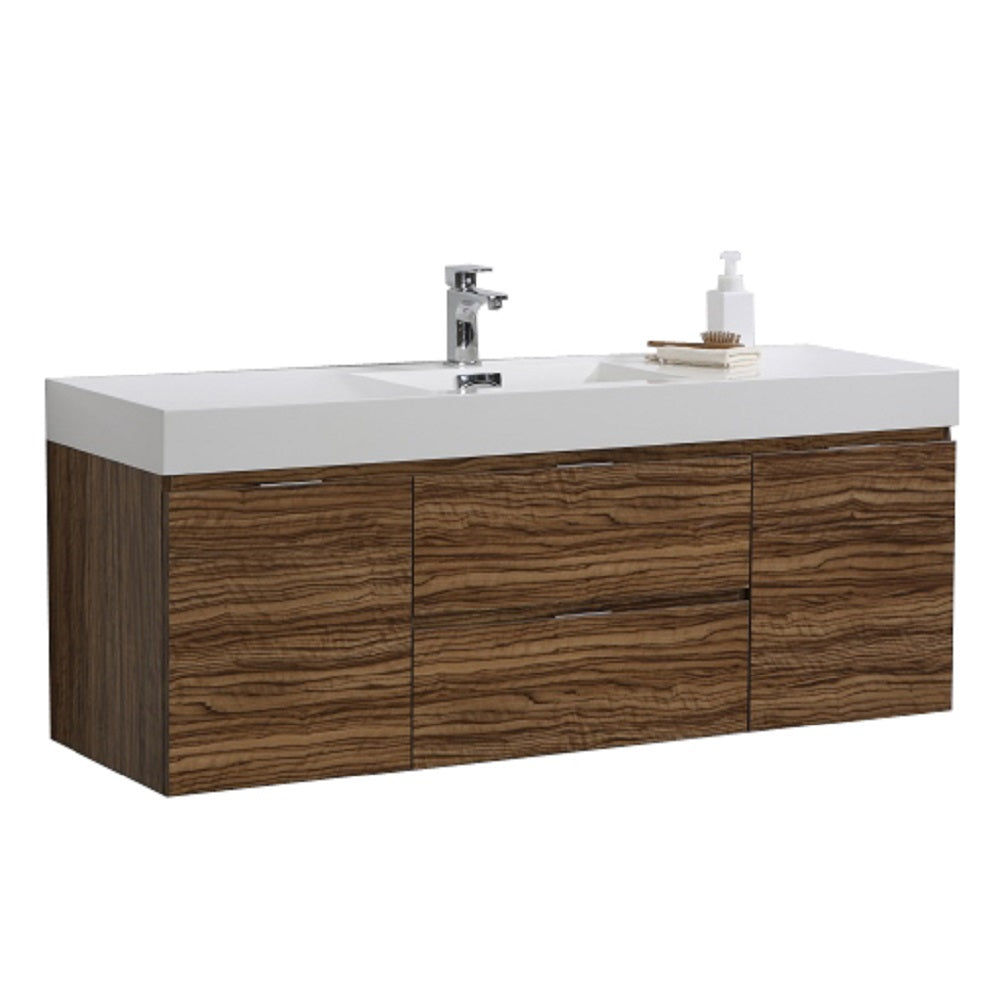 Bliss 60" Single Sink Wall Mount Modern Bathroom Vanity