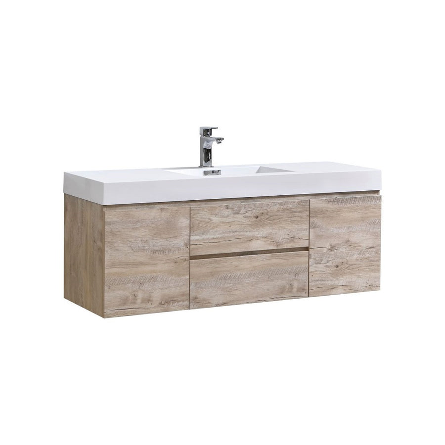 Bliss 60" Single Sink Wall Mount Modern Bathroom Vanity