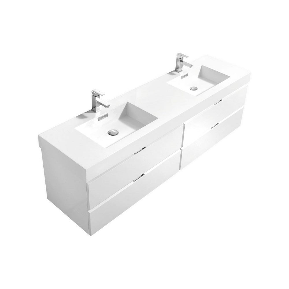Bliss 72" Double Sink Wall Mount Modern Bathroom Vanity
