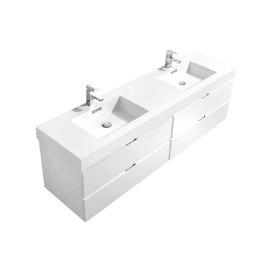 Bliss 80" Double Sink Wall Mount Modern Bathroom Vanity