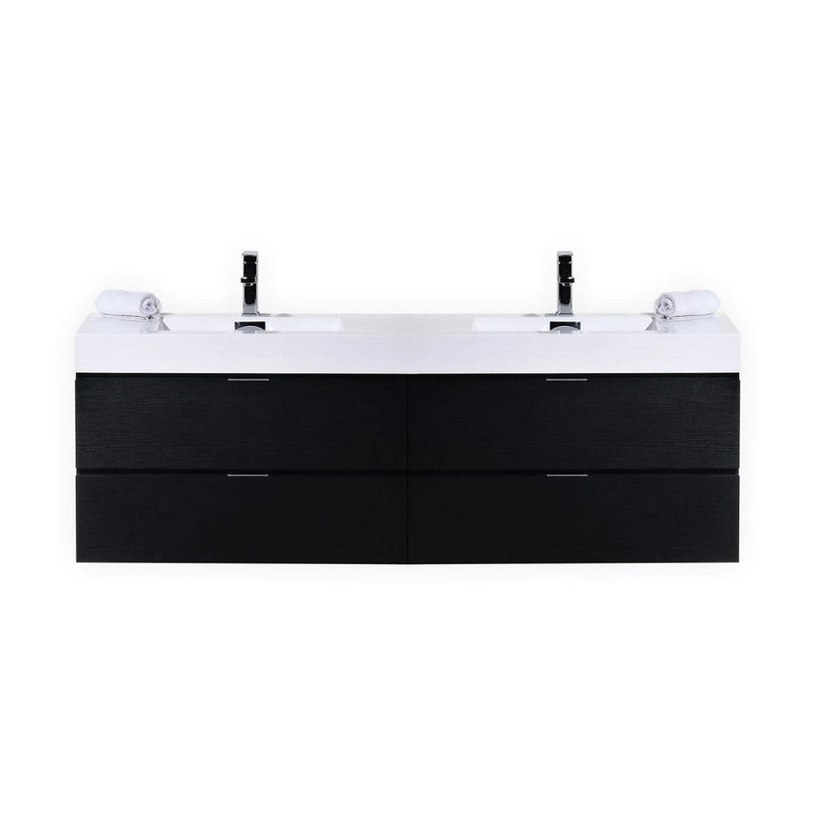 Bliss 72" Double Sink Wall Mount Modern Bathroom Vanity